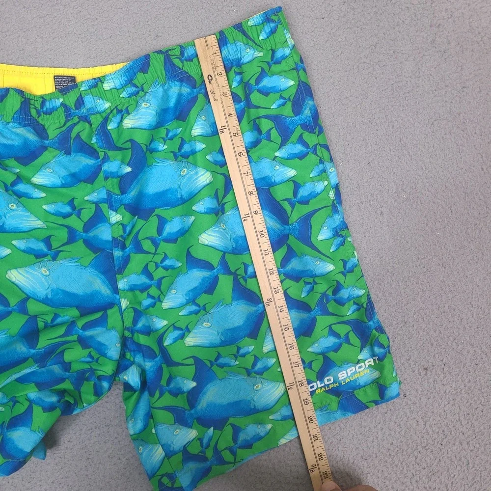 Polo‎ Sport Ralph Lauren Swim Trunks Mens XL 40 Waist Fish Shorts Blue Fish VTG